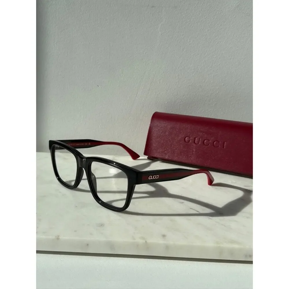 NEW Gucci GG1870O Black Striped Temple Eyeglasses Frames